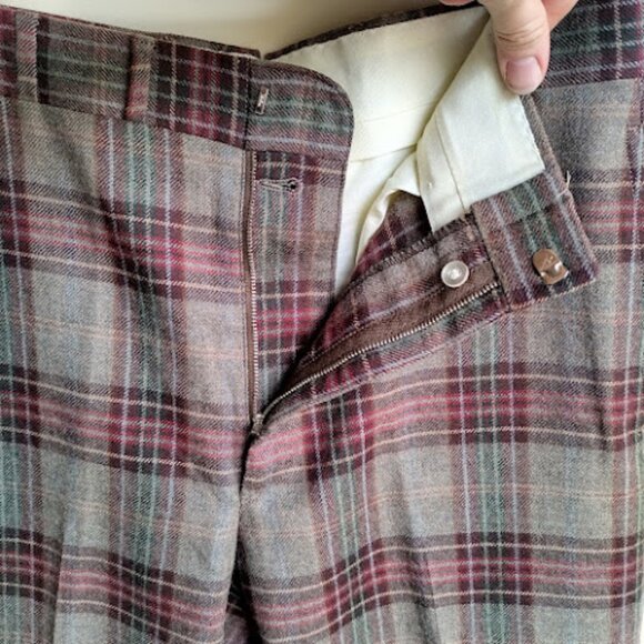 VINTAGE | Wool Plaid Pants Preppy Christmas Trousers Holiday Party Heritage Ivy - Picture 4 of 12